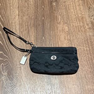 Coach Black Wristlet with Silver Accents